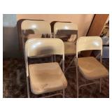 4 Beige Metal Folding Chairs