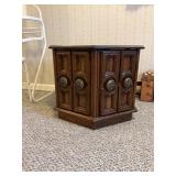Hexagonal Wooden Cabinet with Decorative Panels