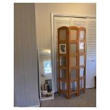Wood Folding Room Divider and Full-Length Mirror