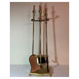 Brass Fireplace Tool Set with Stand