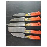 A Collection of Five Contemporary Damascus Fixed-B