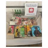 Magazines and Vintage 7-Up Bottles