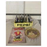 Pepsi Crate with Bottles and Vintage Advertisement