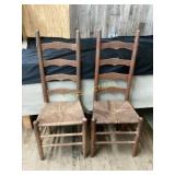 Ladder-Back Chairs with Rush Seats