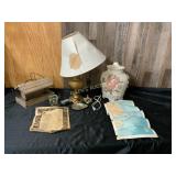 Decorative Items Including Ceramic Vase and Map