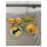 Hand-Painted Ceramic and Glass Dishware Set