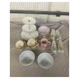 Ceramic Dishware and Tiered Tray