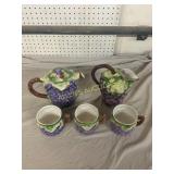 Grape Motif Ceramic Tea and Beverage Set