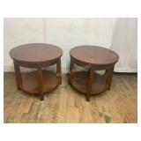 Round Wood Side Tables with Lower Shelf