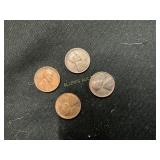 Four Lincoln Wheat Pennies, U.S. Coins