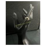 10 kt Gold Ring with Black Stone, Size 5