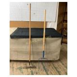 Wood-Handled Garden Rake and Pitchfork
