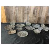Pressed Glass and Silver Dishware, 14 Pieces