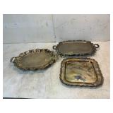 3 Silver-Plated Serving Trays