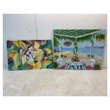 Two Signed Paintings: Floral and Coastal Scenes