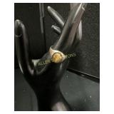 Sterling Silver Ring with Yellow Stone, Size 8.5