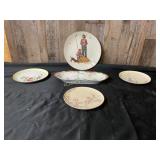 Porcelain Dish Set Featuring Norman Rockwell Plate