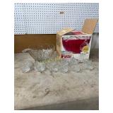 Glass Punch Bowl Set with Cups and Ladle