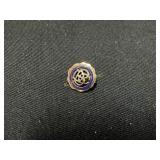 10 KT Gold Pin with Blue Enamel Border