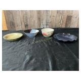 4 Artisan-Crafted Ceramic Bowls and Dish