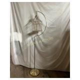 Gold-Tone Birdcage on Curved Stand