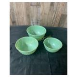 3 Green Jadeite Mixing Bowls