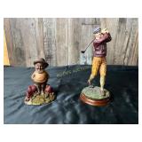 Two Painted Figurines: Golfer and Bearded Man