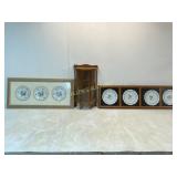 Miniature Curio Cabinet with Two Framed Sets of De