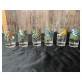6 Glass Tumblers with Bird Motifs