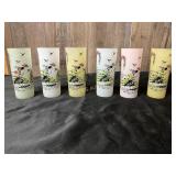 6 Frosted Glass Tumblers with Scenic Design