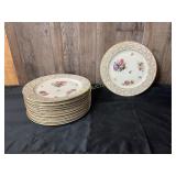 10 Floral Porcelain Dinner Plates