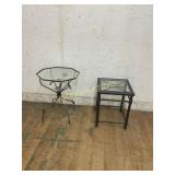 Two Glass-Top Metal Side Tables