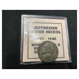 Jefferson Silver Nickel 1942-1945 with COA