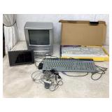 Electronics Lot with RCA TV, Keyboards, and Cables