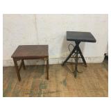 Two Wooden Tables and Metal Stand