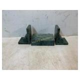 Green Marble Bookends With Rectangular Box