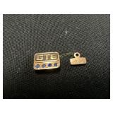 10 kt Gold GTE Charm with Blue Stones