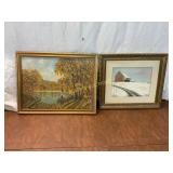 Two Framed Paintings by Nan Simmons and Pauline K.
