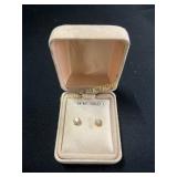 14K Gold Stud Earrings with Clear Stones