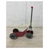 Vintage Red Metal Scooter With Steel Handle