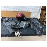 Motorcycle Helmet and Rain Gear Set