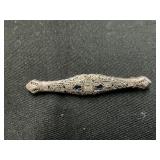 14K Gold Pin with Diamonds and Sapphires