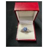 Sterling Ring with Blue Stone, Size 7.5