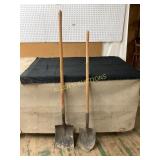 Two Steel and Wood Shovels