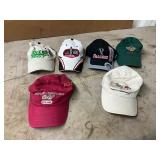 Six Branded Baseball Caps