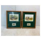 Framed Duck Prints and Stamps Set