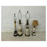 Four Table Lamps with Ceramic Bases
