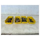Four Bins of Mixed Hand Tools and Parts