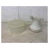 Ceramic Pitcher and Plastic Storage Container