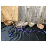 Four Wicker and Metal Baskets with Resistance Band